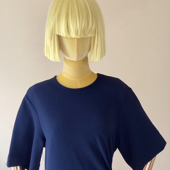 NEW See by Chloe Navy Asymmetrical Midi Dress SZ S - Picture 4 of 8